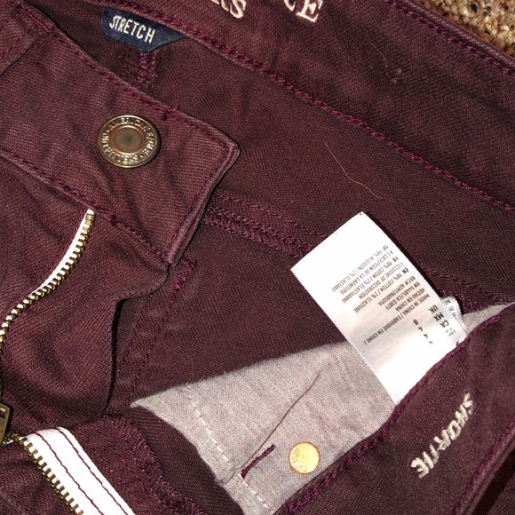 American Eagle maroon stretch jean shorts sz 4 - Picture 3 of 3